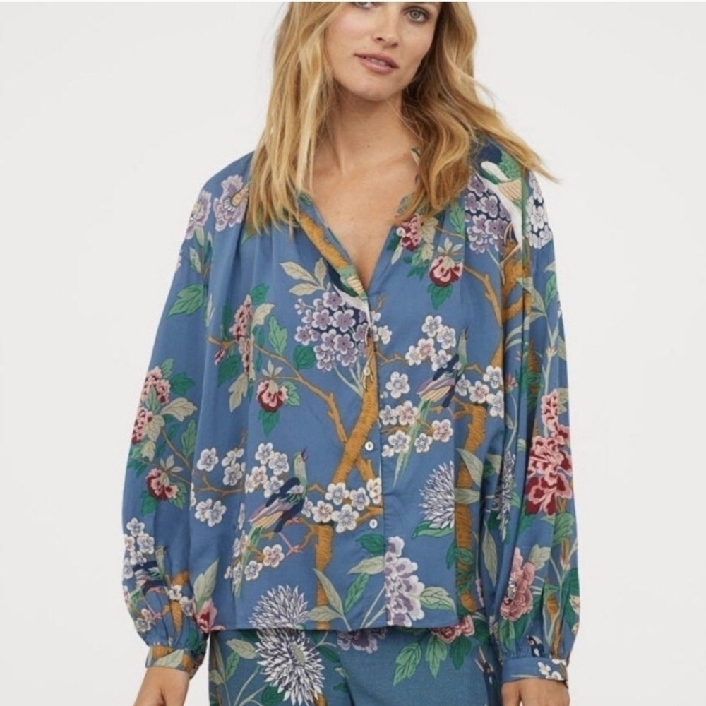 GP & J Baker X H&M Feminine Floral Cottagecore Boho Flowy Top, Size M - US  6 - Picture 3 of 11